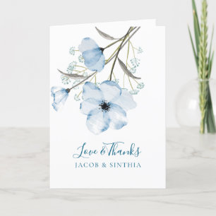 Modern Elegant Chic Dusty Blue Wedding Thank You Card