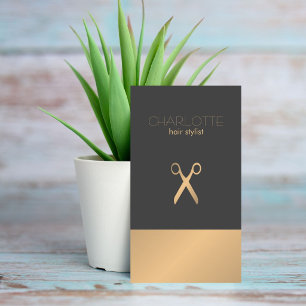 Modern Elegant Chic Faux Copper Grey Hair Stylist Business Card