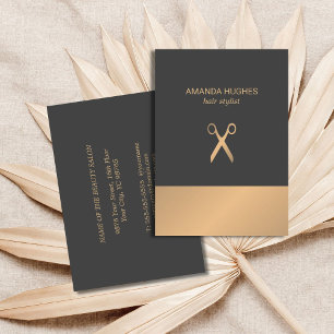 Modern Elegant Chic Faux Gold Grey Hair Stylist Business Card
