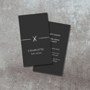 Modern Elegant Chic Faux Silver Black Hair Stylist Business Card