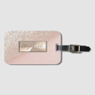 Modern Elegant Chic Girly Glittery Bokeh Ombre Luggage Tag