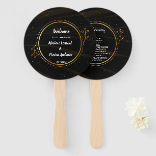 Modern Elegant Chic  gold  Light   Wedding Program Hand Fan