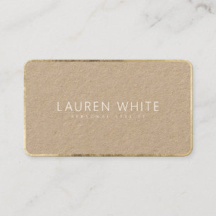 Modern elegant chic gold white minimalist kraft business card