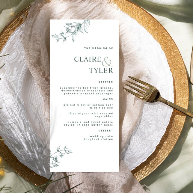 Modern Elegant Chic Green Wedding  Menu (Creator Uploaded)