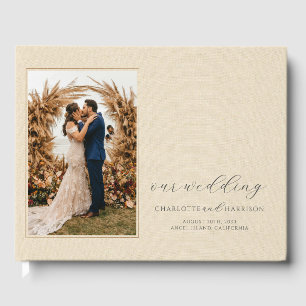 Modern Elegant Chic Handwritten Photo Wedding Guest Book