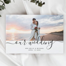 Modern Elegant Chic Handwritten Photo Wedding Guest Book