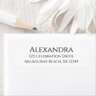 Modern Elegant Chic Minimalist Black White Return  Address Label