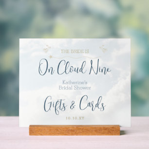 Modern Elegant Chic On Cloud Nine Bridal Shower Acrylic Sign