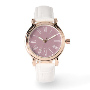 Modern Elegant Chic Roman Numerals Valentine Pink Watch