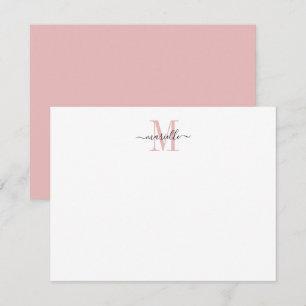 Modern Elegant Chic Script Dusty Pink Monogram Card
