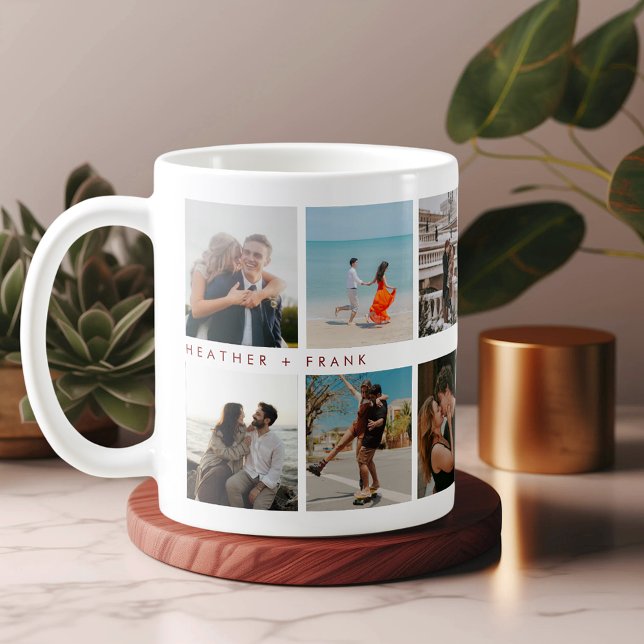 Modern Elegant Chic Script Photos Valentine's Day Coffee Mug (Creator Uploaded)
