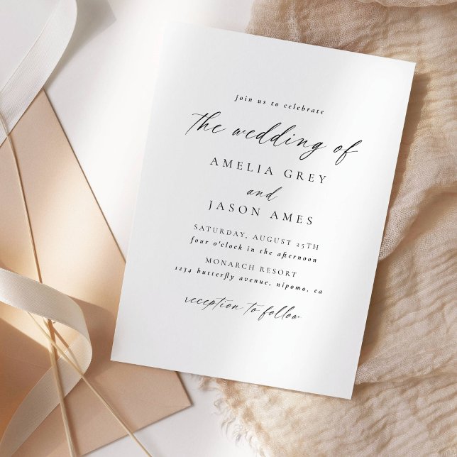 Modern Elegant Chic Script Wedding Invitation (Creator Uploaded)