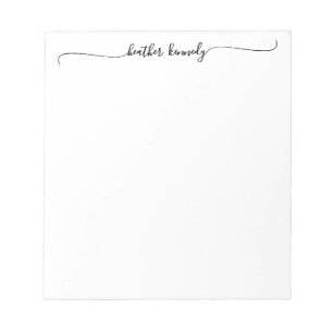 Modern Elegant Chic Swash Script Name Calligraphy Notepad