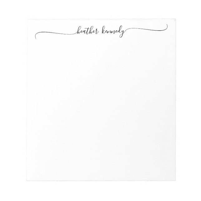 Modern Elegant Chic Swash Script Name Calligraphy Notepad (Front)