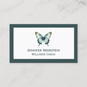 Modern Elegant Chic Teal Butterfly Business Card