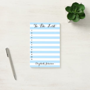 Modern Elegant Chic Trendy Blue Lined To Do List Post-it Notes