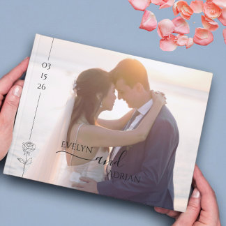 Modern Elegant Chic Typography Photo Wedding Guest Book