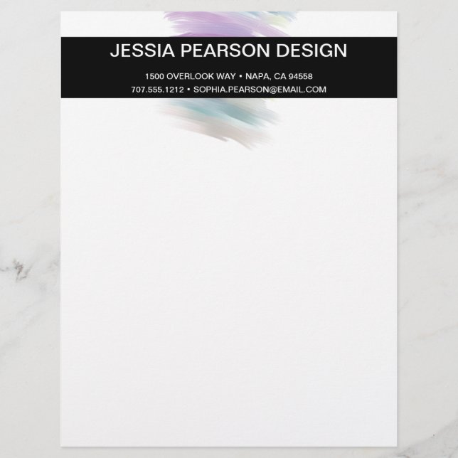 Modern Elegant Chic Watercolor Logo Custom Letterhead (Front)