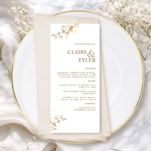 Modern Elegant Chic White and Gold Wedding Menu