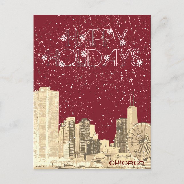 Modern Elegant Chicago City Skylin ecard Postcard (Front)