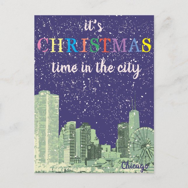 Modern Elegant Chicago City Skyline Greeting Card (Front)