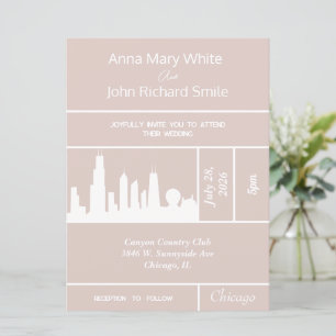 Modern Elegant Chicago City Skyline Invitation