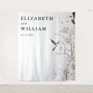 Modern Elegant Chinoiserie Wedding Photo Backdrop Tapestry
