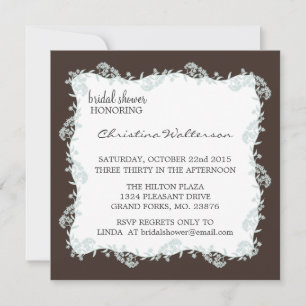 Modern Elegant Chocolate Square Bridal Shower Invitation