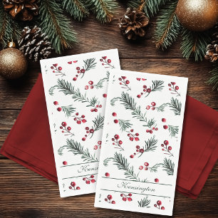 Modern Elegant Christmas Botanical Personalised Napkin