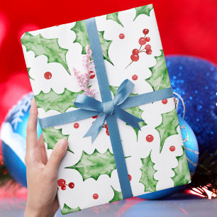 Modern Elegant Christmas Greenery Wrapping Paper