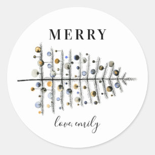 Modern Elegant Christmas Holiday Tree Classic Round Sticker