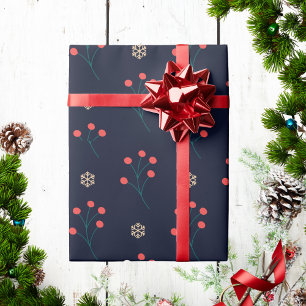 Modern Elegant Christmas Holly Winter Pattern Wrapping Paper