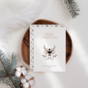 Modern Elegant Christmas Rose Foil Non-Photo Card