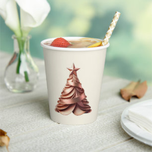 Modern Elegant Christmas Tree-Rose Gold Paper Cups