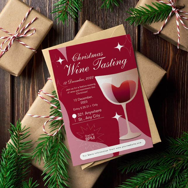 Modern Elegant Christmas Wine Tasting  Invitation (Creator Uploaded)