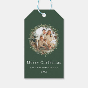 Modern elegant Christmas wreath Gift Tags