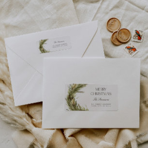 Modern Elegant Christmas Wreath Return Address Label