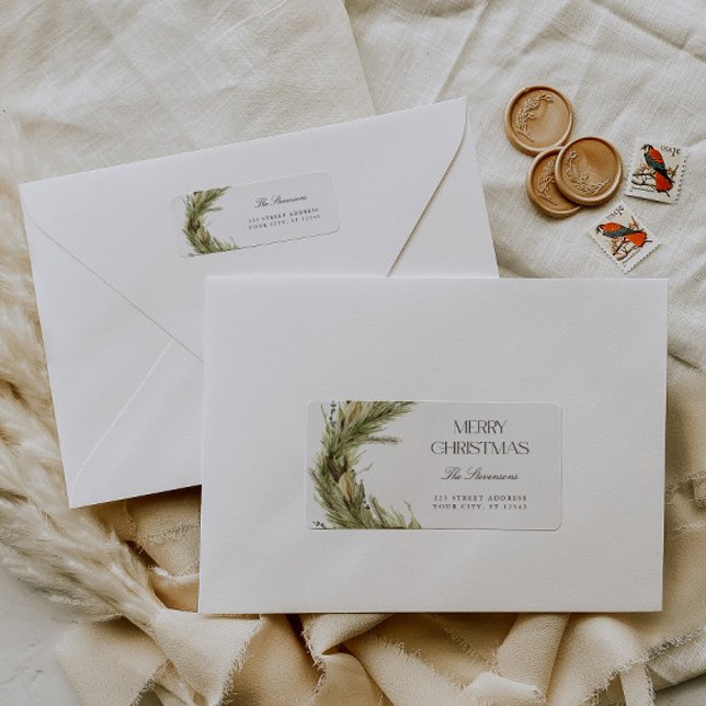 Modern Elegant Christmas Wreath Return Address Label (Creator Uploaded)