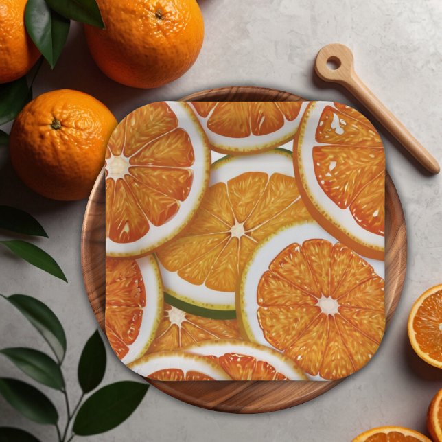 Modern Elegant Citrus Orange Baby Shower  Paper Plate (Creator Uploaded)