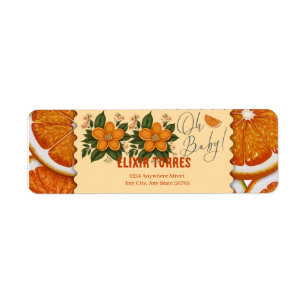 Modern Elegant Citrus Orange Baby Shower Return Address Label