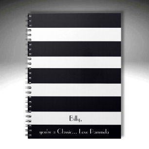 Modern, Elegant, Classic Black & White Stripes Notebook