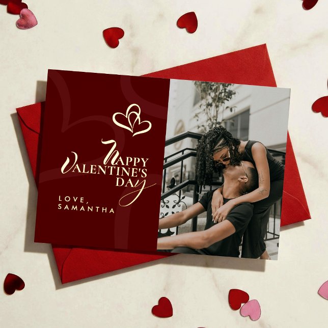 Modern Elegant Classic Chic Photopop Valentines Foil Holiday Card (Creator Uploaded)