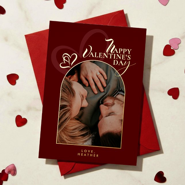Modern Elegant Classic Chic Photopop Valentines Foil Holiday Card (Creator Uploaded)