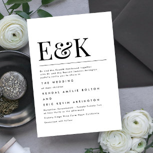Modern Elegant   Classic Monogram Wedding Invitation