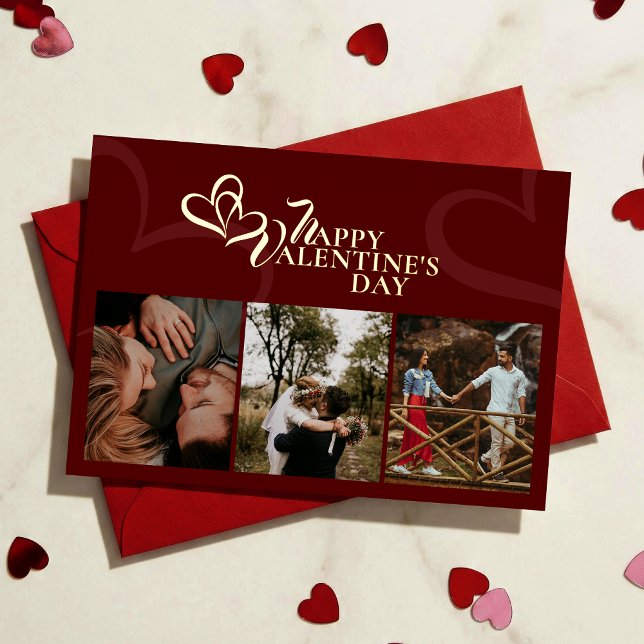 Modern Elegant Classic Red Chic Photopop Valentine Foil Holiday Card (Creator Uploaded)