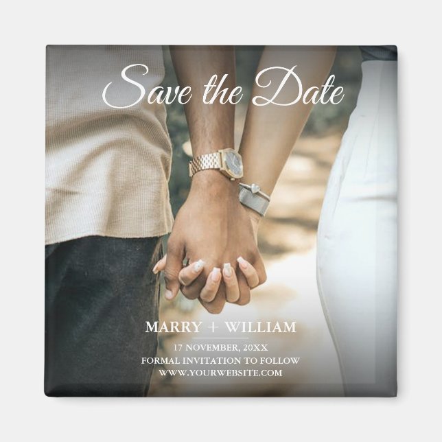 Modern Elegant Classic Save The Date Photo Magnet (Front)