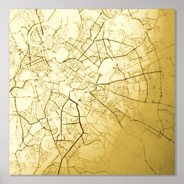  Modern Elegant Classy Cool Gift Map of Rome Italy Foil Prints (Front)
