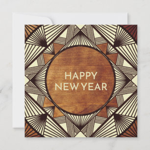 Modern Elegant Classy Wood Art Deco Frame New Year Holiday Card
