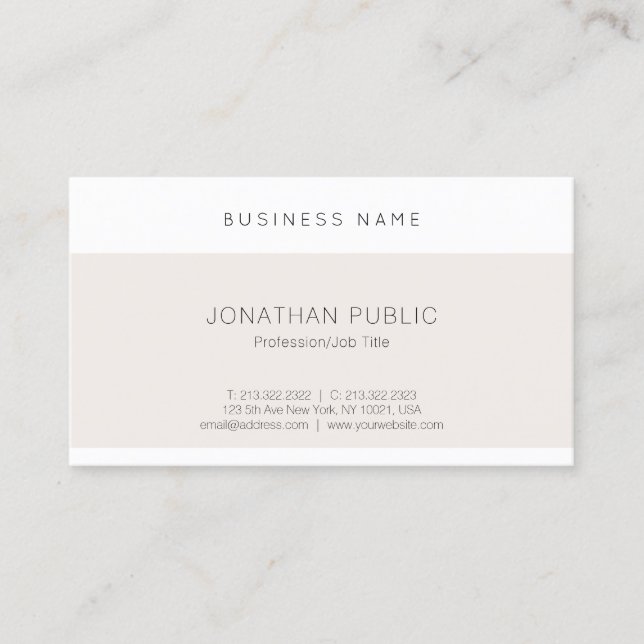 Modern Elegant Clean Design Trendy Cute Plain Business Card (Front)