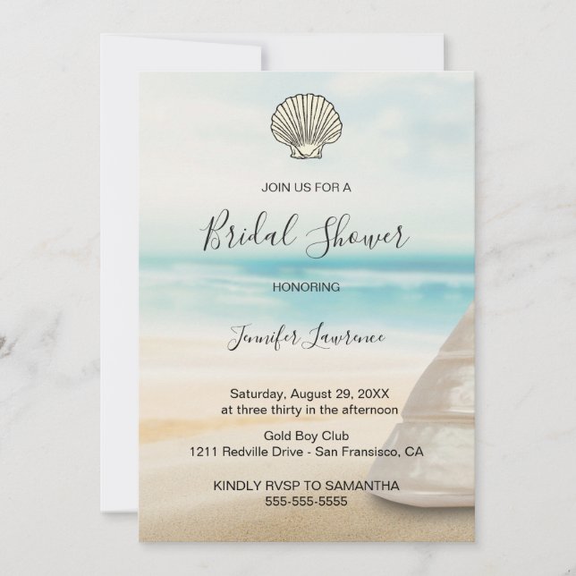 Modern Elegant Coastal Bridal Shower  Invitation (Front)